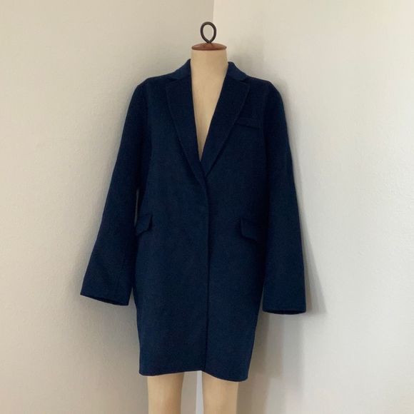 Maje Galami Double-Faced Wool Coat Marine Size 38 - Picture 6 of 10